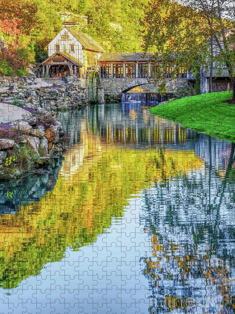 Ozarks Jigsaw Puzzle featuring the photograph Ozarks Rustic Fall Creek Reflections by Jennifer White