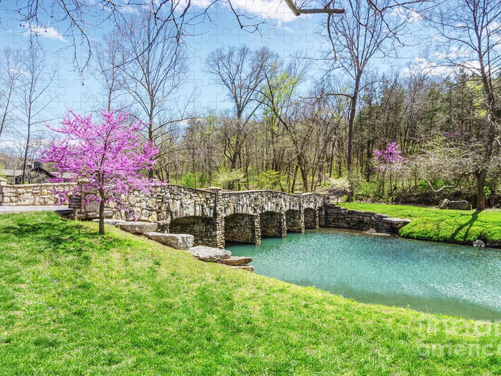 Branson Jigsaw Puzzle featuring the photograph Ozarks Spring Bridge by Jennifer White