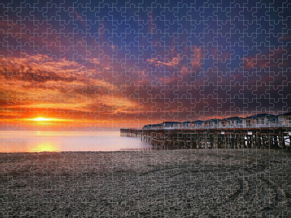 Pier Jigsaw Puzzle featuring the photograph Pacific Beach Crystal Pier by Larry Marshall