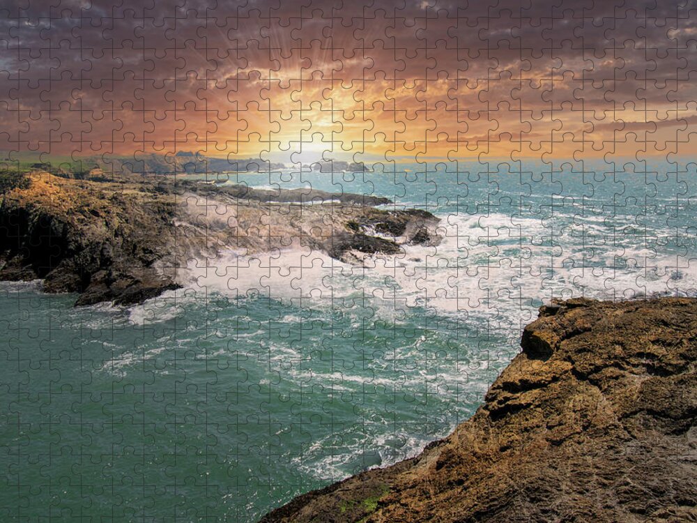Landscape Jigsaw Puzzle featuring the photograph Pacific Sunset Northern California by Frank Wilson