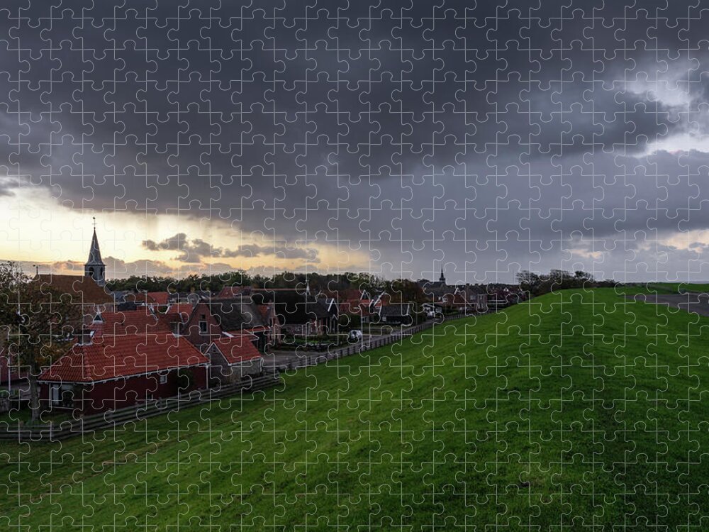 Paesens Jigsaw Puzzle featuring the photograph Paesens village before the storm by Anges Van der Logt