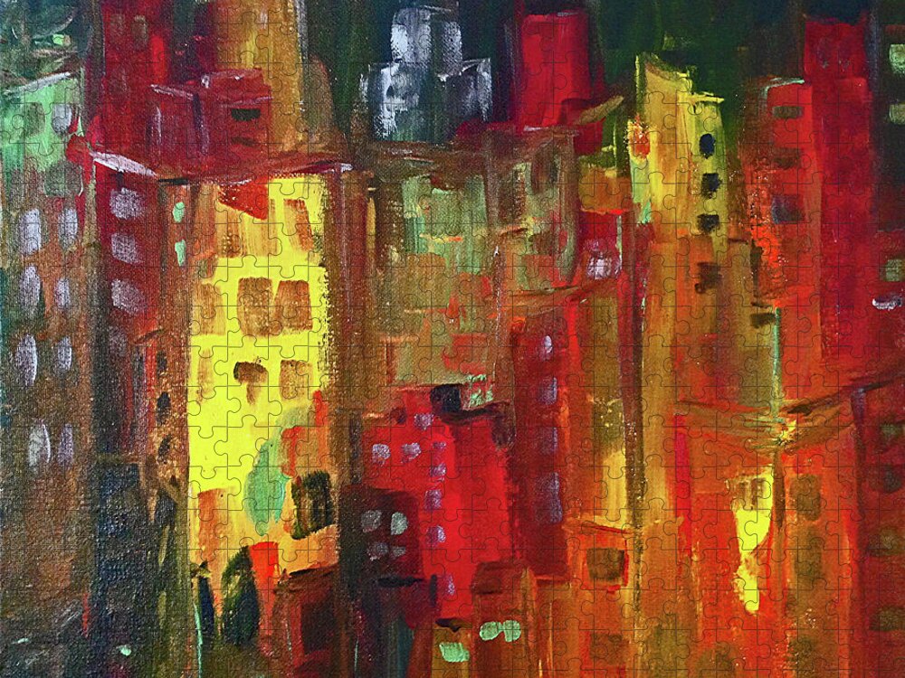 City Jigsaw Puzzle featuring the painting Paint it Red by Roxy Rich