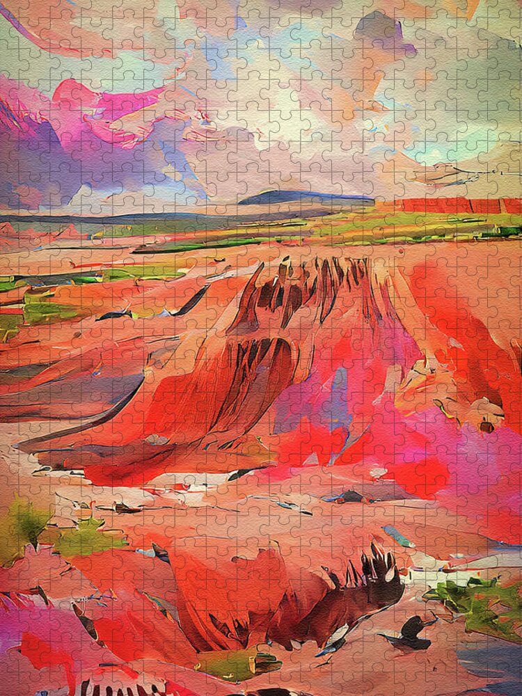 Painted Desert Jigsaw Puzzle featuring the digital art Painted Desert #1 by Deborah League