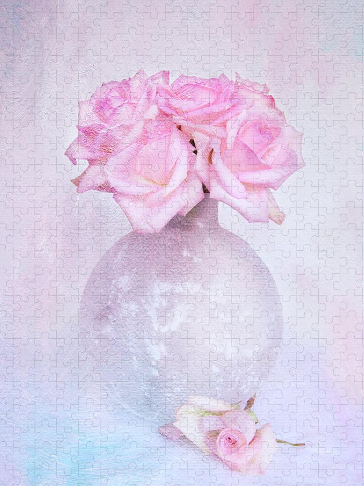 Contemporary Still Life Jigsaw Puzzle featuring the photograph Painted Roses by Theresa Tahara