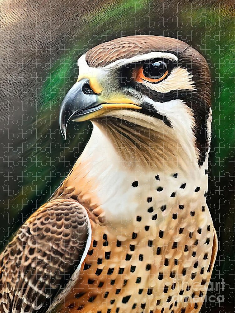 Bird Jigsaw Puzzle featuring the painting Painting Eyes In The Sky bird beak predator wildl by N Akkash