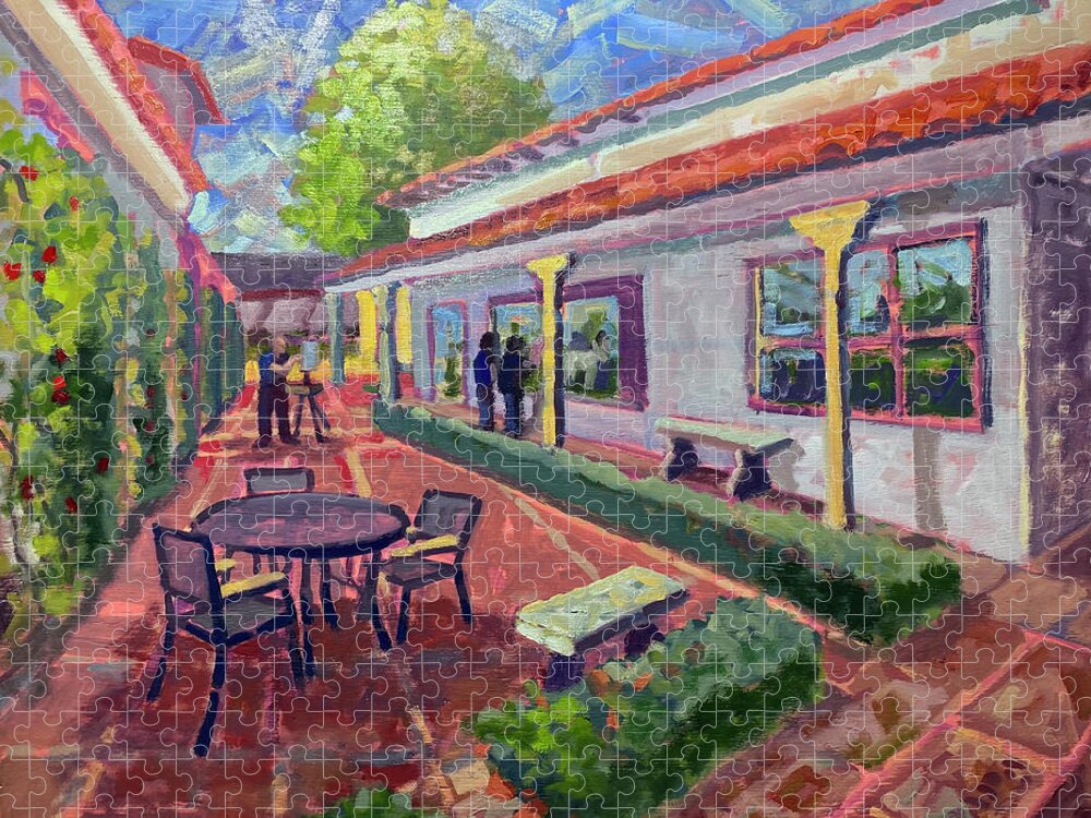 Plein Air Jigsaw Puzzle featuring the painting Painting in the Courtyard by Ralph Papa