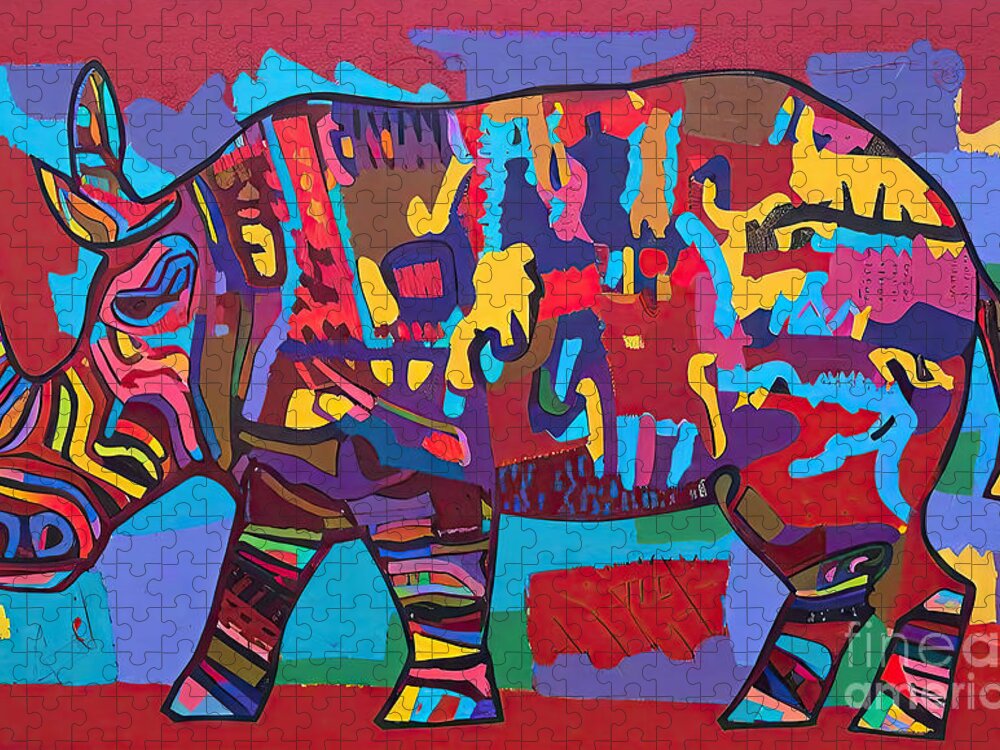 Art Jigsaw Puzzle featuring the painting Painting Tough Stuff art nature elephant texture by N Akkash
