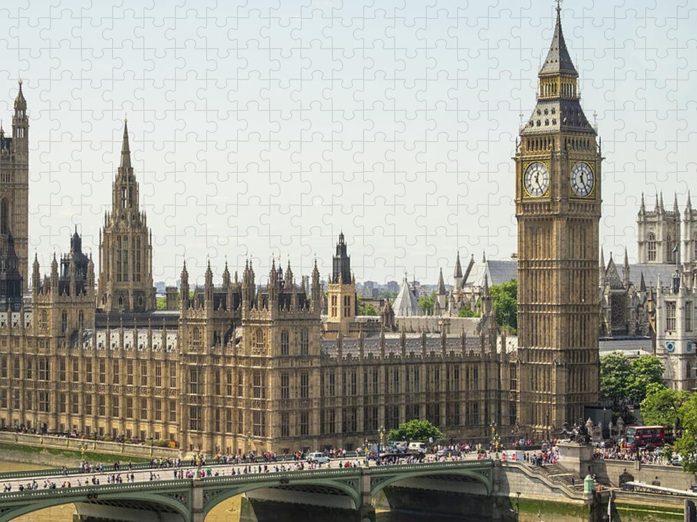 Clock Tower Jigsaw Puzzle featuring the photograph Palace of Westminster by David L Moore