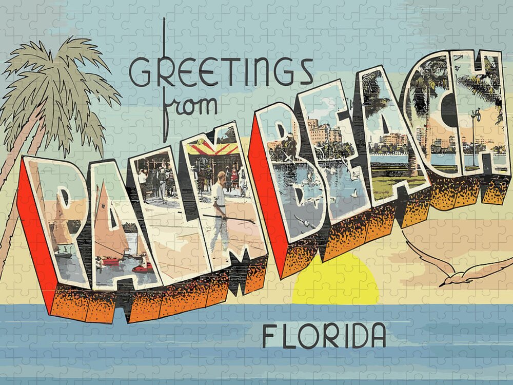 Palm Beach Jigsaw Puzzle featuring the digital art Palm Beach Letters by Long Shot
