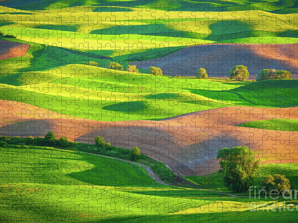 America Jigsaw Puzzle featuring the photograph Palouse Fields by Inge Johnsson