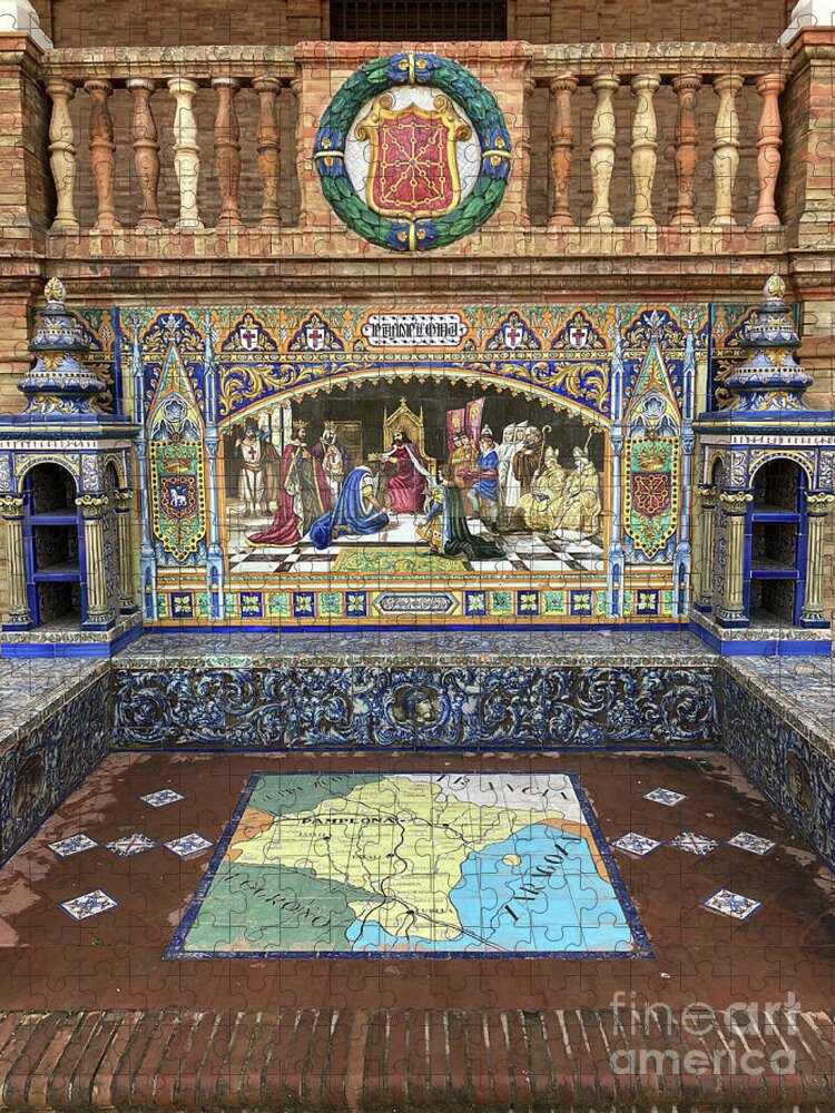 Pamplona Detail Jigsaw Puzzle featuring the photograph Pamplona Mosaic - Plaza de Espana - Seville by Phil Banks
