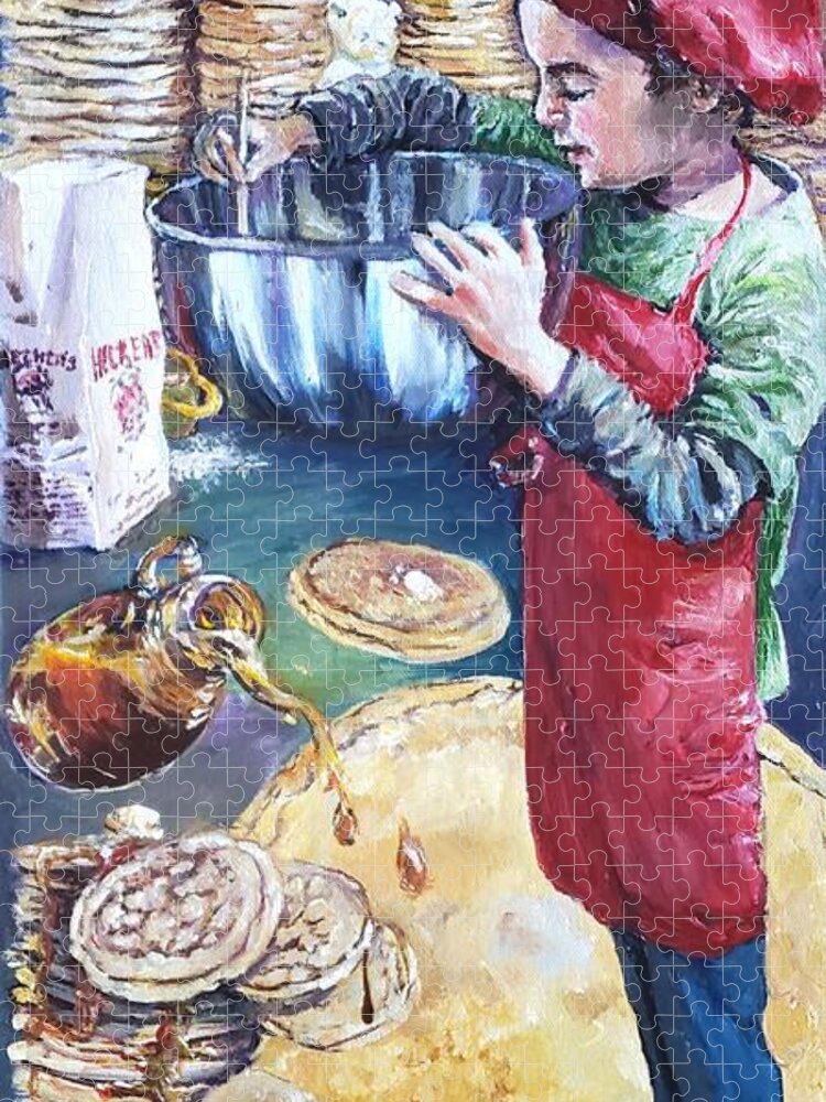 Cooking Jigsaw Puzzle featuring the painting Pancake Chef by Merana Cadorette