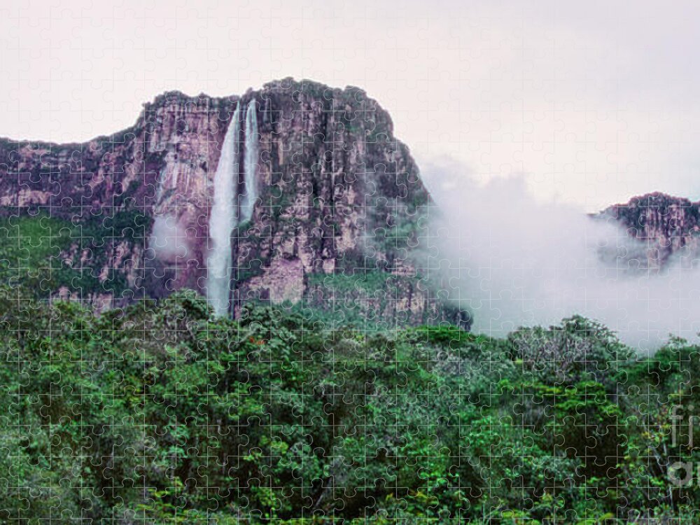 Dave Welling Jigsaw Puzzle featuring the photograph Panorama Angel Falls Canaima Np Venezuela by Dave Welling