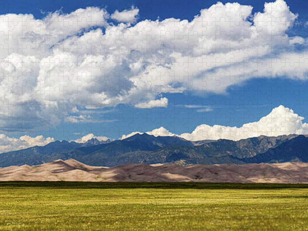 Colorado Jigsaw Puzzle featuring the photograph Panorama of Great Sand Dunes NP by Steven Heap