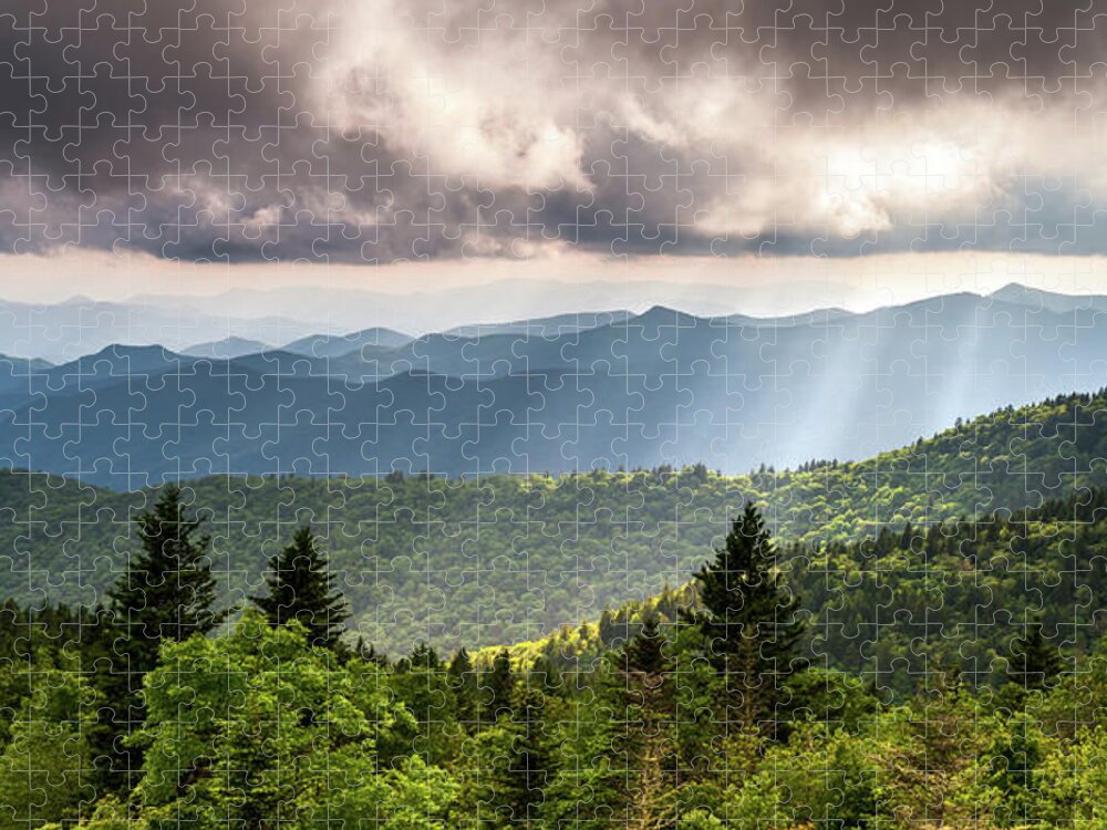 Panoramic Jigsaw Puzzle featuring the photograph Panoramic Appalachian Mountains Scenic Landscape Photography Asheville NC Blue Ridge Outdoors by Dave Allen