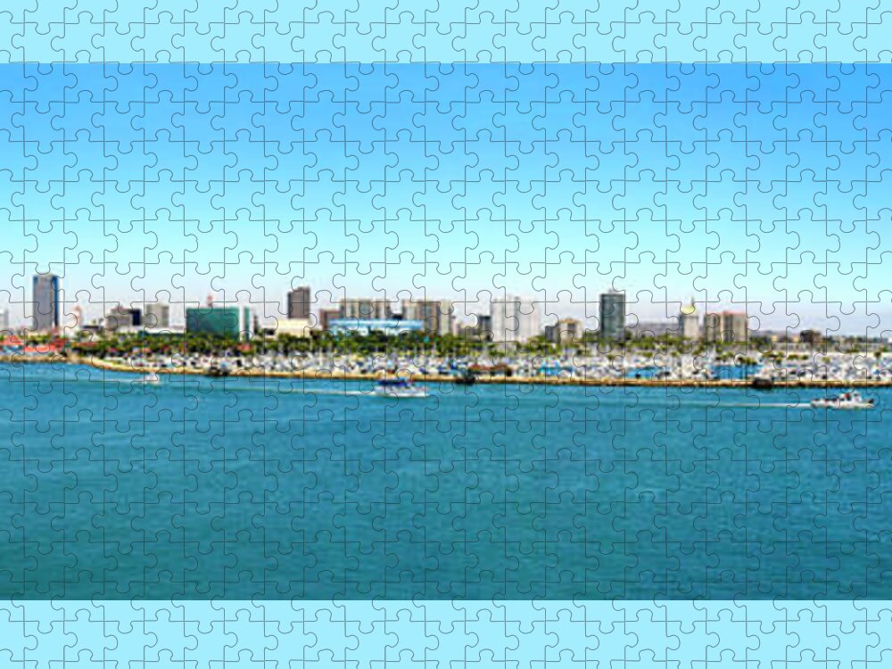 Long Beach Jigsaw Puzzle featuring the photograph Panoramic of Long Beach Harbor by Gunther Allen