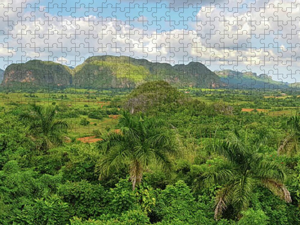 Cuba Jigsaw Puzzle featuring the photograph Panoramic view of Cuban green rain forest by Mendelex Photography