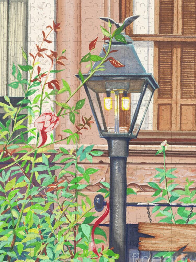 Park Slope Lamp Brooklyn Ny Jigsaw Puzzle featuring the painting Park Slope Lamp Brooklyn NY 1982 by William Hart McNichols