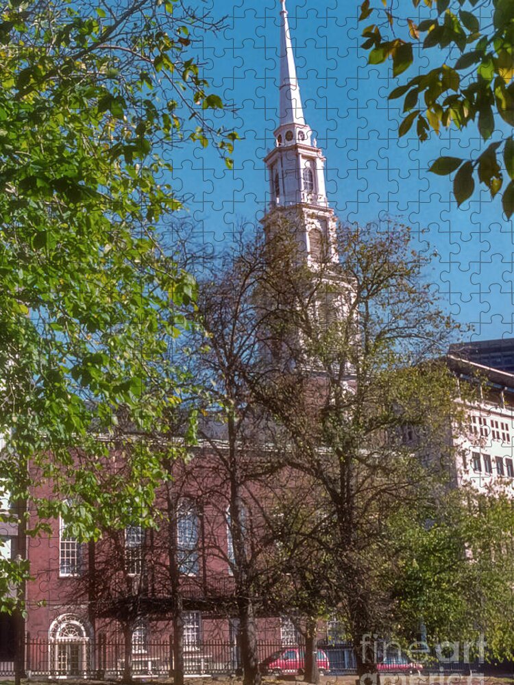 Boston Jigsaw Puzzle featuring the photograph Park Street Church in Boston by Bob Phillips