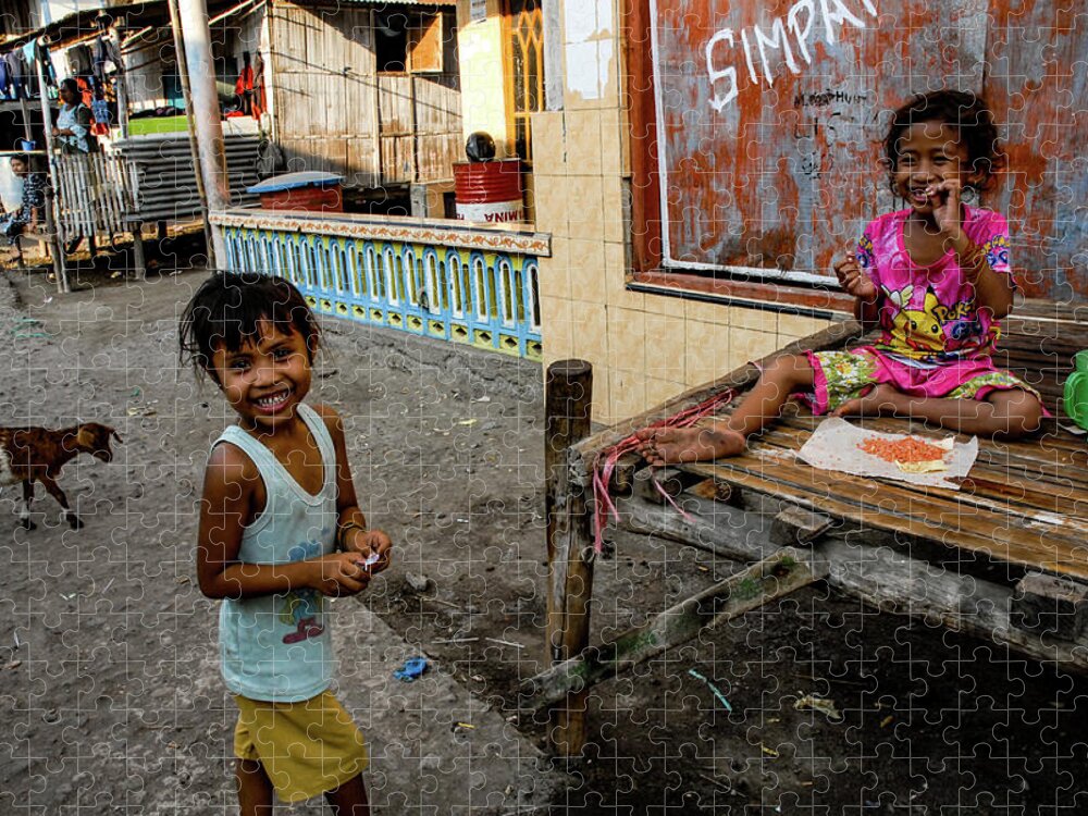 Local Jigsaw Puzzle featuring the photograph Party Of Two - Sea Gypsy Village, Flores Island, Indonesia by Earth And Spirit