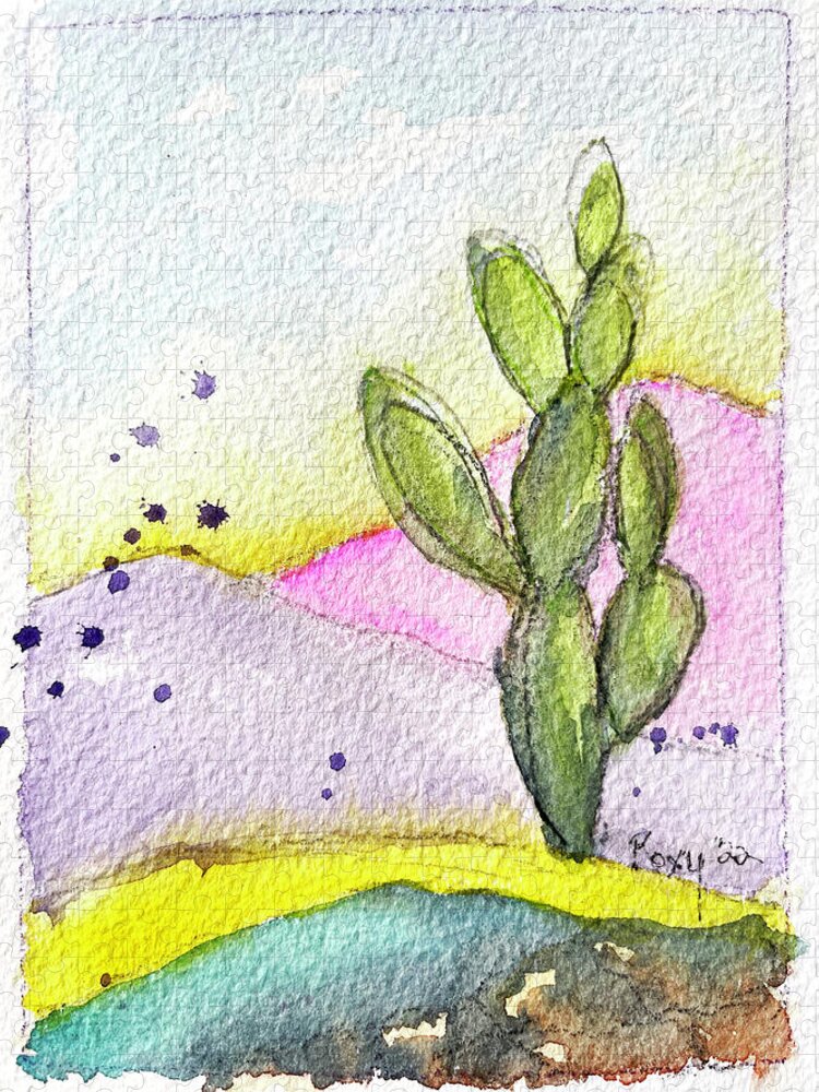 Pastel Jigsaw Puzzle featuring the painting Pastel Cactus by Roxy Rich