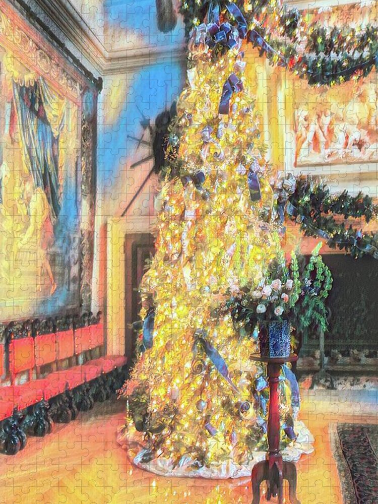 Christmas Jigsaw Puzzle featuring the photograph Pastel Christmas Dreaming at the Biltmore II by Carol Montoya