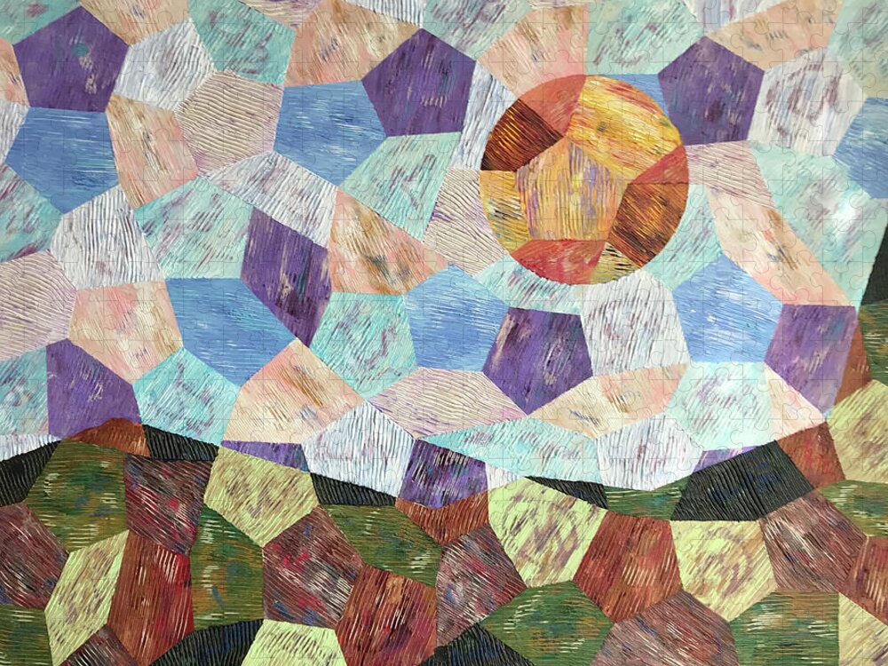 Abstract Jigsaw Puzzle featuring the painting Patchwork Summer by Mr Dill