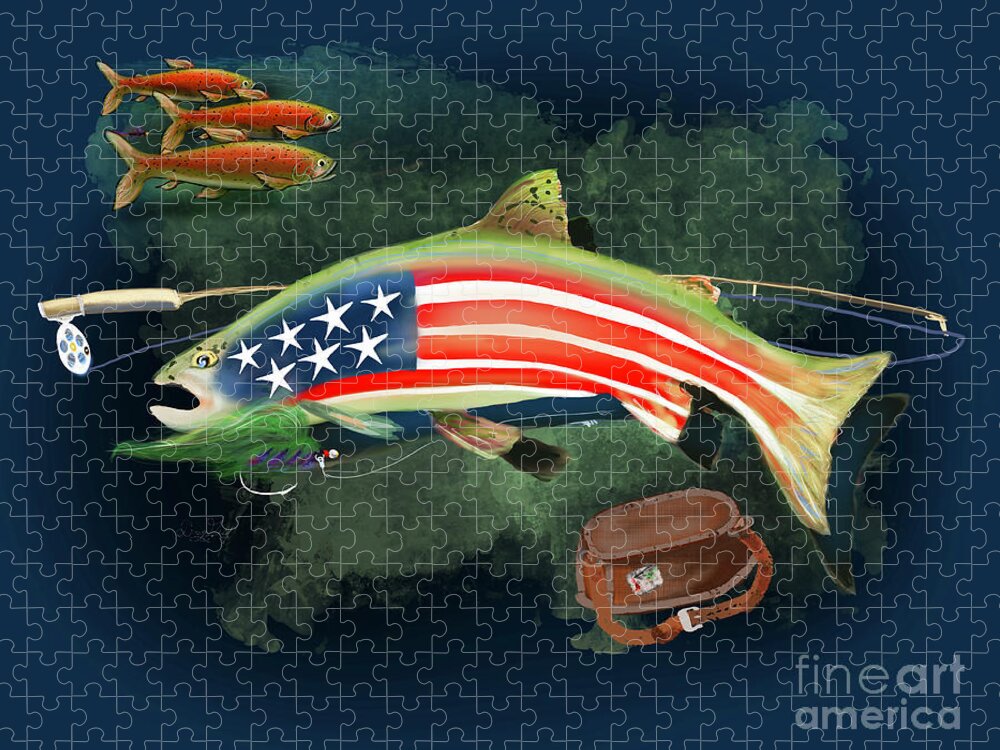 Patriotic Fly Fishing Jigsaw Puzzle