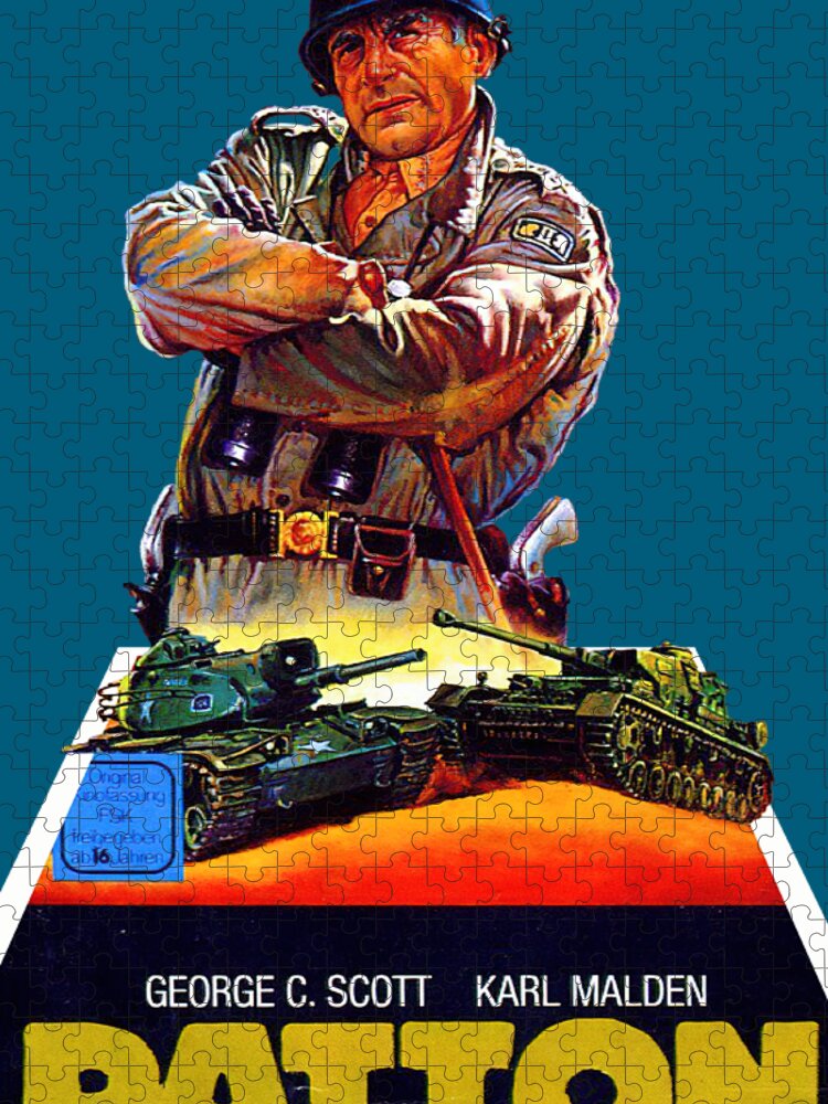 Patton Jigsaw Puzzle featuring the mixed media ''Patton'', 1970 - 3d movie poster by Movie World Posters