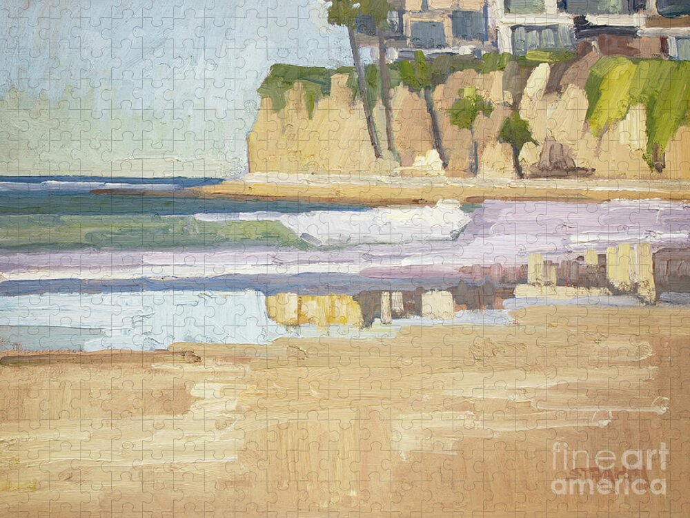 Pb Point Jigsaw Puzzle featuring the painting PB Point - Tourmaline Surfing Park - Pacific Beach, San Diego, California by Paul Strahm