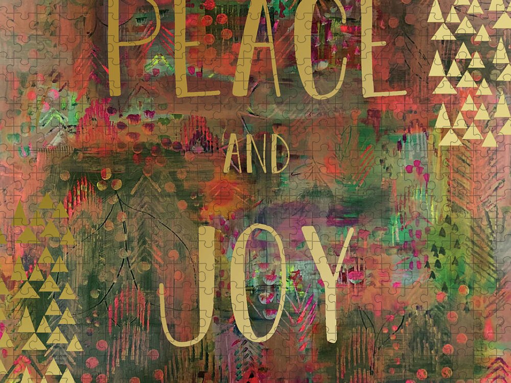 Peace And Joy Jigsaw Puzzle featuring the mixed media Peace and Joy by Claudia Schoen