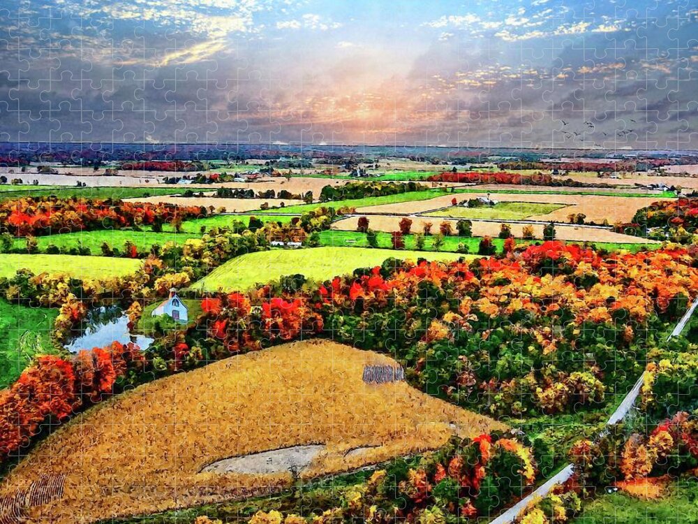 Farmland Jigsaw Puzzle featuring the digital art Peace in the Valley by Norman Brule