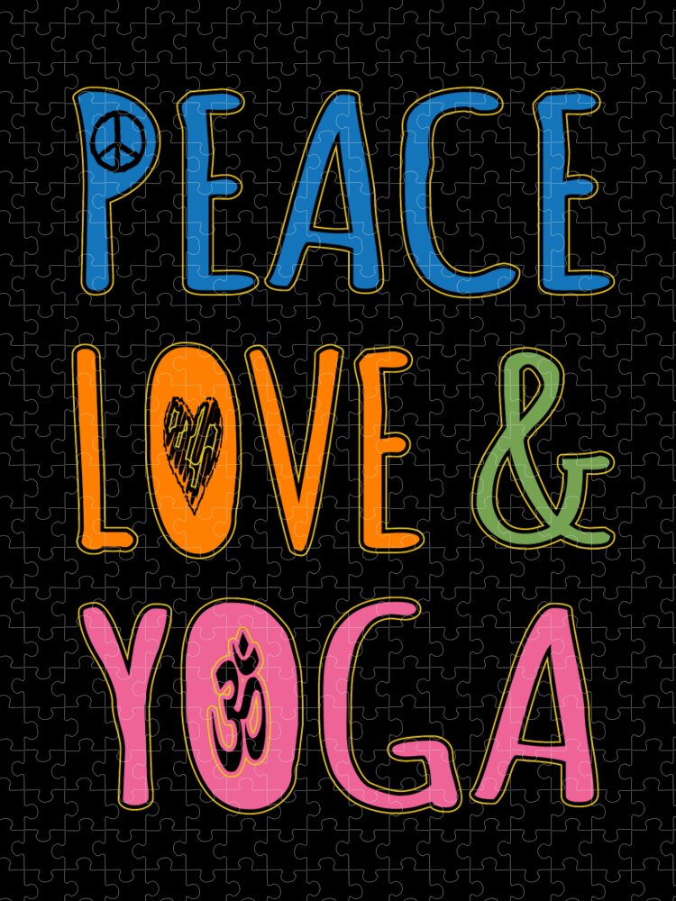 Funny Jigsaw Puzzle featuring the digital art Peace Love Yoga by Flippin Sweet Gear