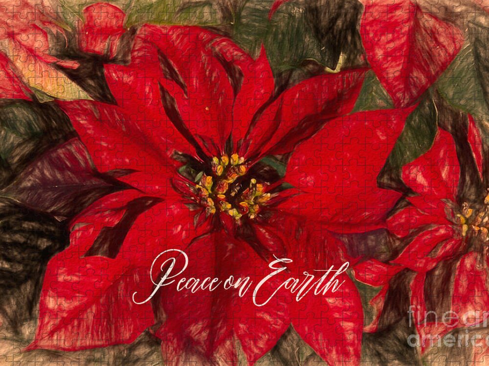 Poinsettia Jigsaw Puzzle featuring the photograph Peace on Earth 2 #holidays #Christmas by Andrea Anderegg
