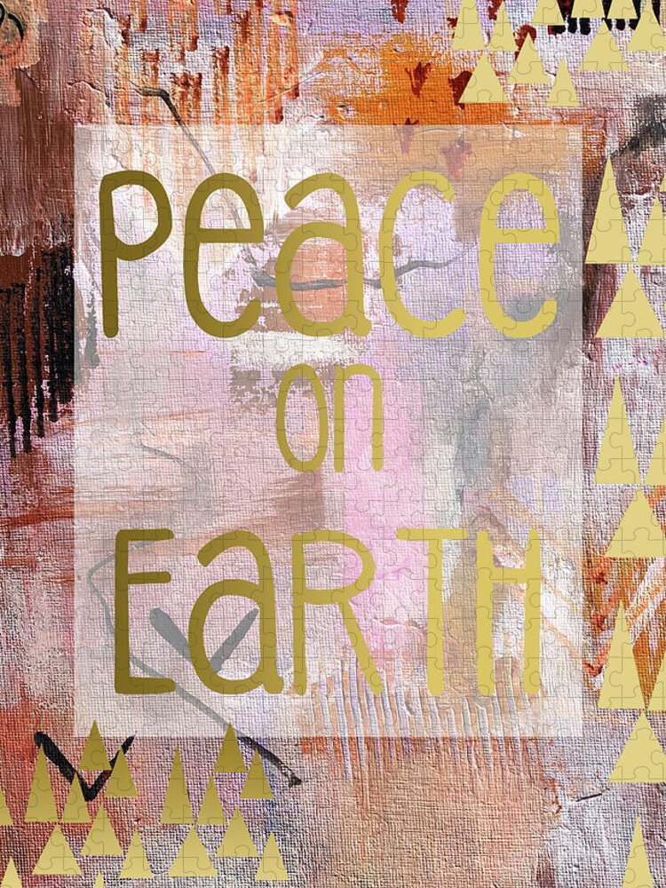 Peace On Earth Jigsaw Puzzle featuring the mixed media Peace on earth by Claudia Schoen