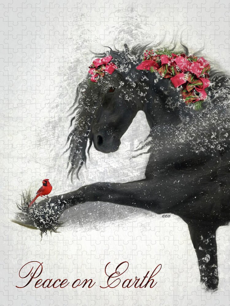 Friesian Holiday Jigsaw Puzzle featuring the digital art Peace on Earth FJS by Fran J Scott