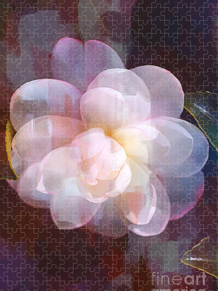 Peaceful Camellia Jigsaw Puzzle featuring the digital art Peaceful Camellia by Joy Watson