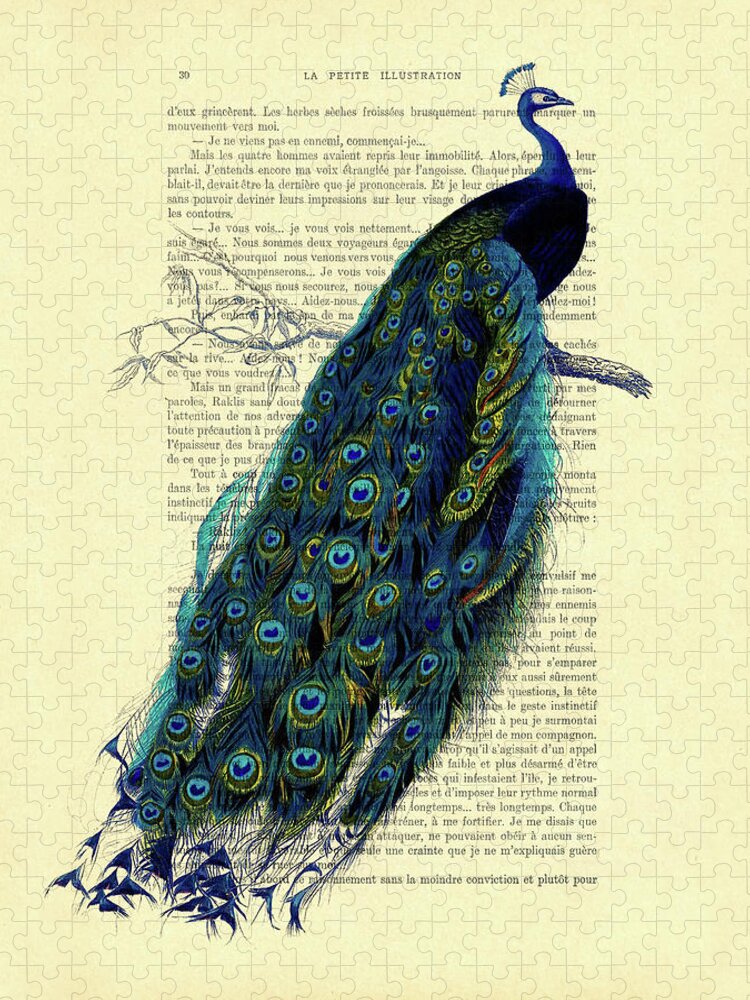 Peacock on branch Jigsaw Puzzle