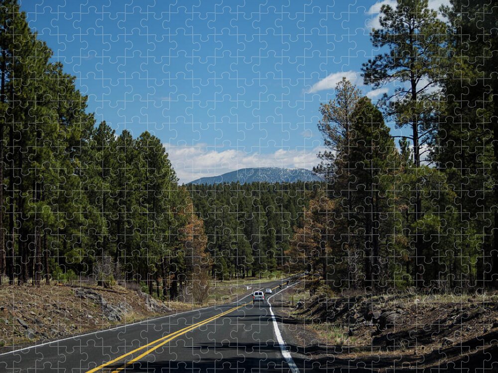 Road Trip Jigsaw Puzzle featuring the photograph Peeking at the Peaks by Marianne Campolongo