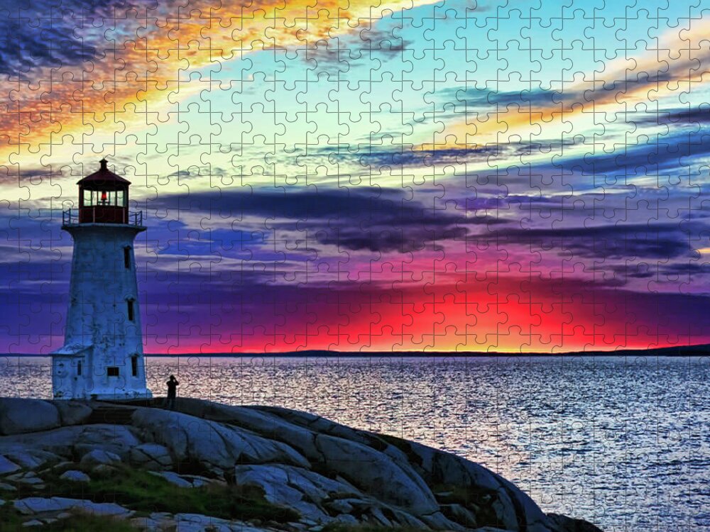 Peggy's Cove Jigsaw Puzzle featuring the photograph Peggy's Cove Lighthouse by Tatiana Travelways