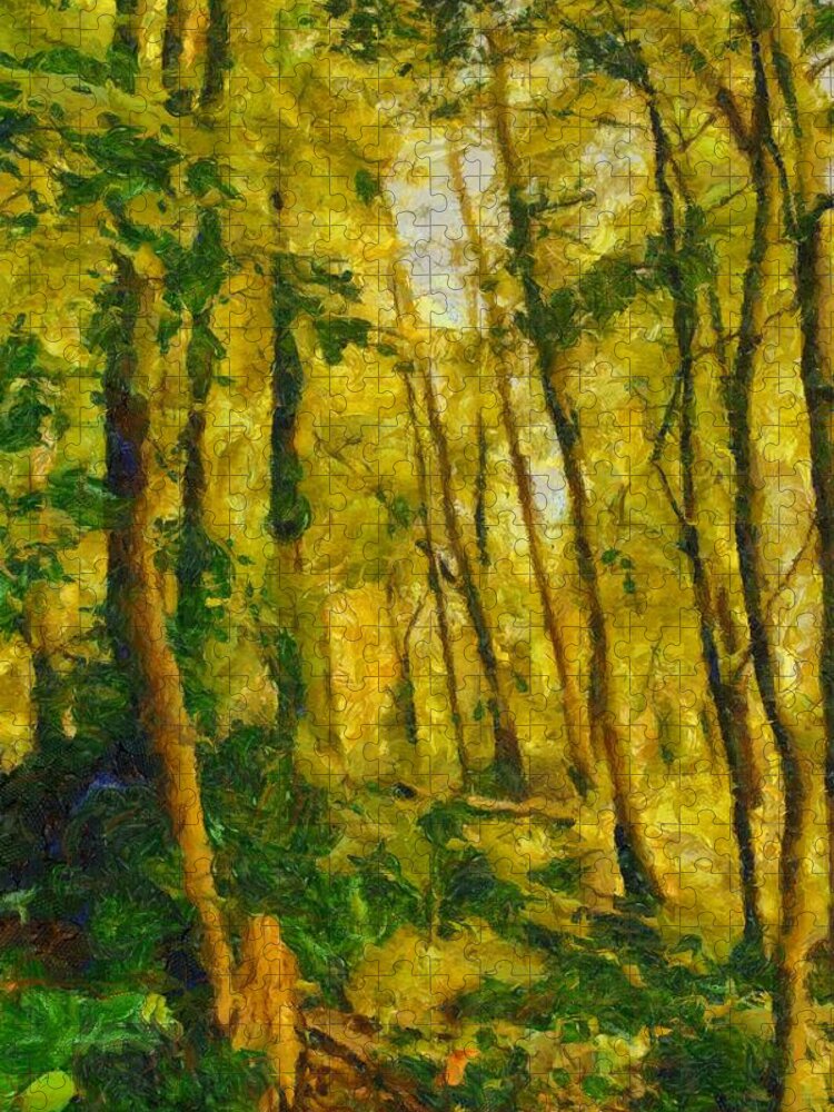 Woods Jigsaw Puzzle featuring the mixed media Pennsylvania Woods by Christopher Reed