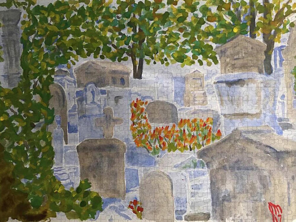  Jigsaw Puzzle featuring the painting Pere Lachaise Cemetary by John Macarthur