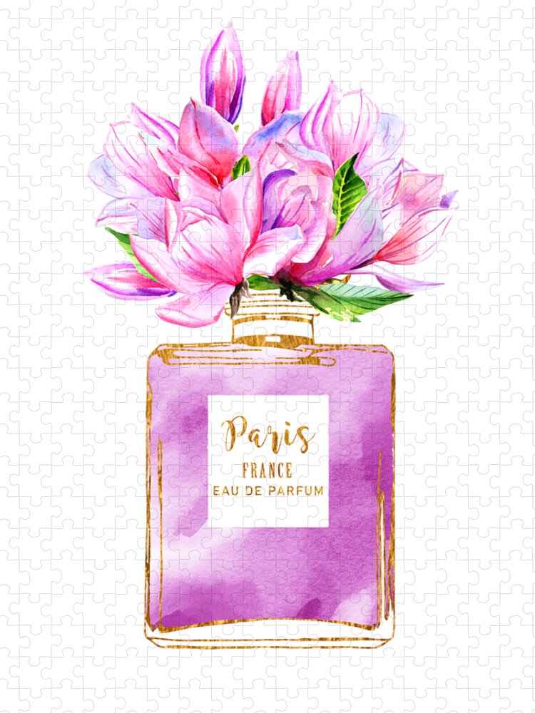 Perfume bottle with magnolia flowers Jigsaw Puzzle by Mihaela Pater - Pixels