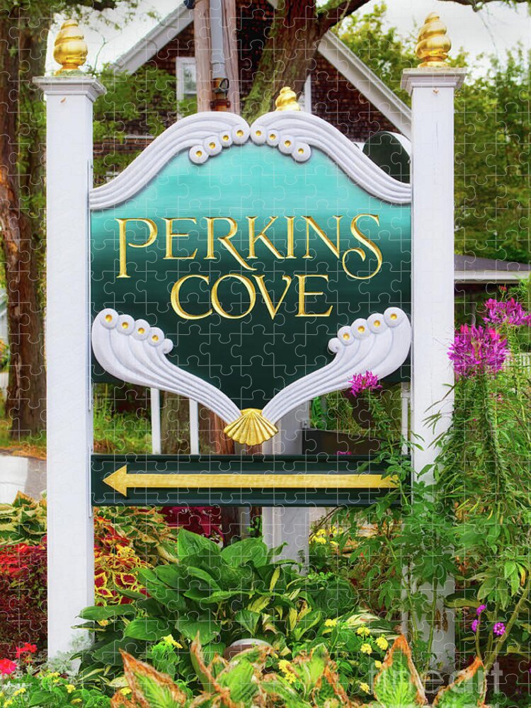 Color Image Photographs Jigsaw Puzzle featuring the photograph Perkins Cove Sign by Jerry Fornarotto