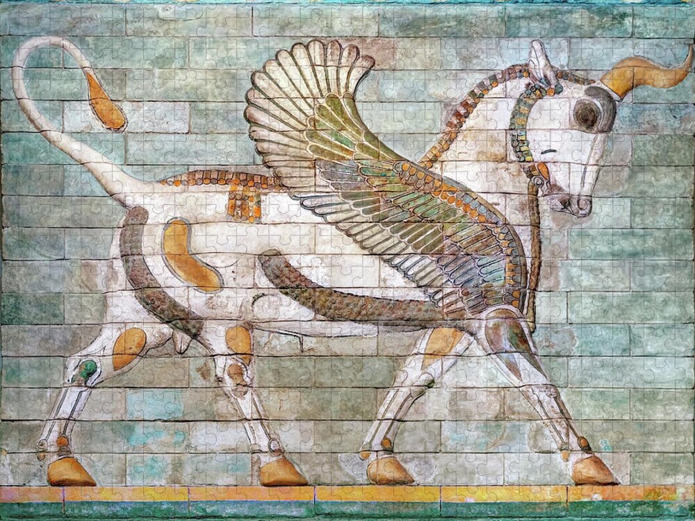 Persian Bull Jigsaw Puzzle featuring the photograph Persian Winged Bull by Weston Westmoreland
