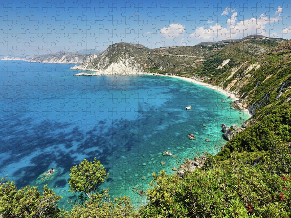 Petani Jigsaw Puzzle featuring the photograph Petani beach in Kefalonia, Greece by Constantinos Iliopoulos