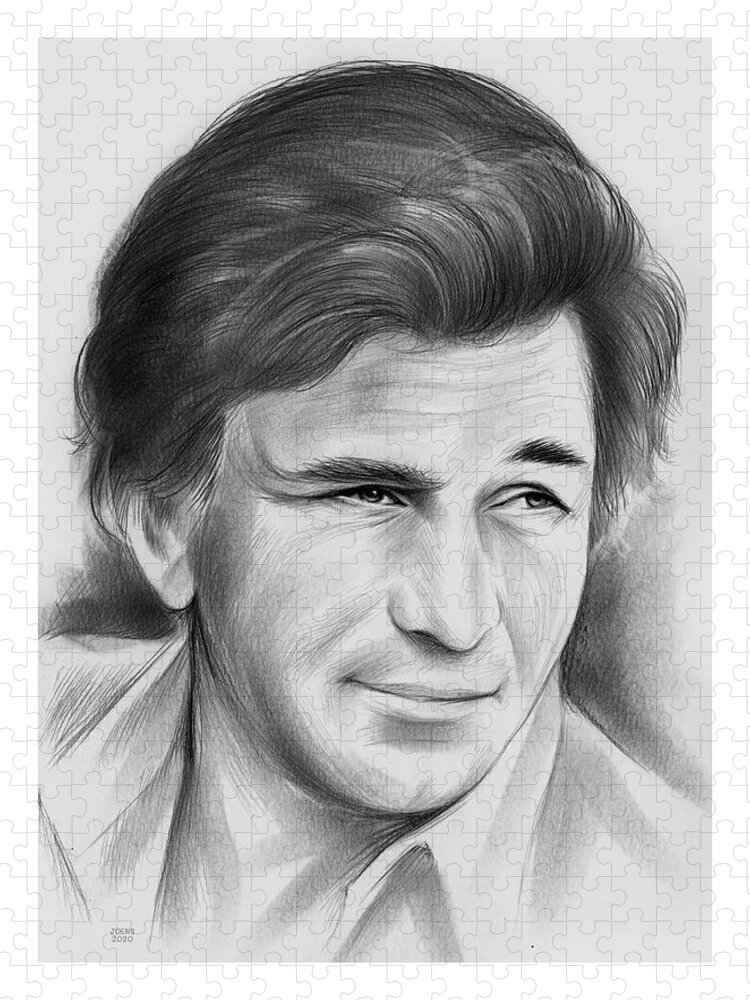 Peter Falk Jigsaw Puzzle featuring the drawing Peter Falk - pencil by Greg Joens