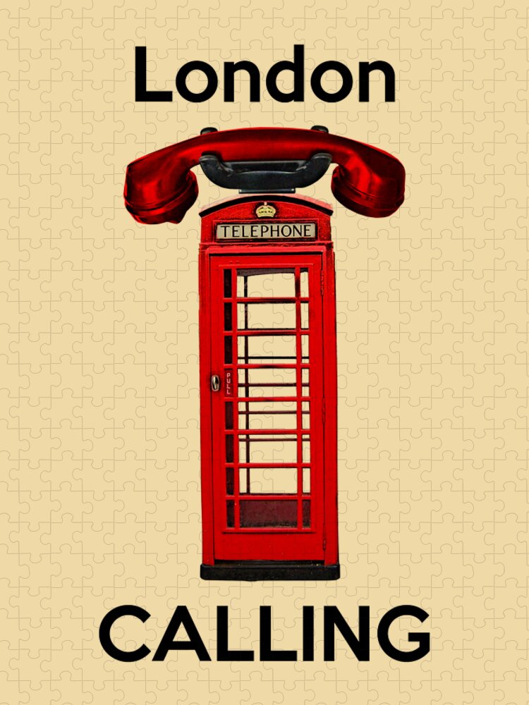 London Calling Jigsaw Puzzle featuring the digital art Phone box London calling by Madame Memento