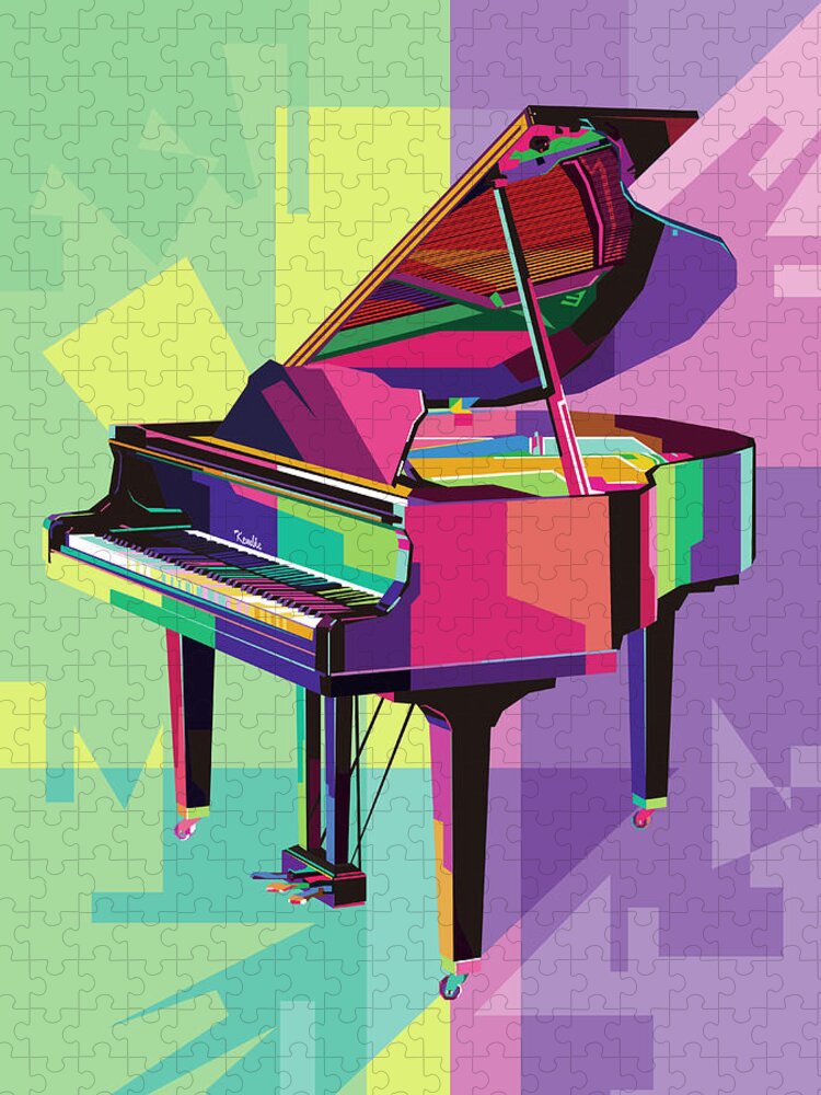 Piano Jigsaw Puzzle featuring the digital art Piano Wpap Pop Art by Ahmad Nusyirwan