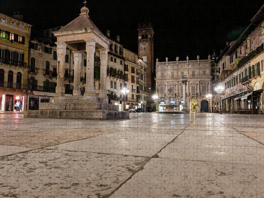 Italy Jigsaw Puzzle featuring the photograph Piazza Erbe, Verona, Italy #1 by Alberto Zanoni